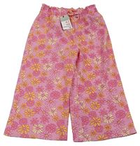 Ružové culottes nohavice s kvietkami Primark