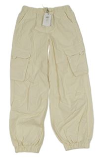 Nové - Smetanové plátěné cargo cuff kalhoty Primark