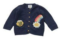 Tmavomodrý prepínaci sveter s dúhou a včielkou F&F