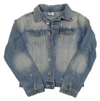 Modrá rifľová crop bunda s kamienkami H&M