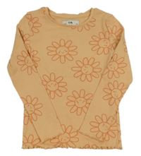 Oranžové kytičkované žebrované triko C&A