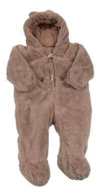 Starorůžová kožešinová zateplená kombinéza s kapucí George