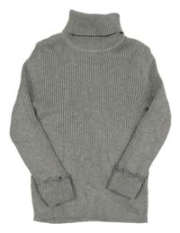 Sivý rebrovaný sveter s rolákom Primark