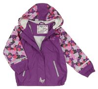 Fialová nepromokavá bunda s motýly a kapucňou Lupilu