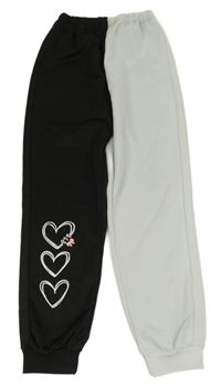 Čierno-svetlomodré tepláky so srdiečkami Shein