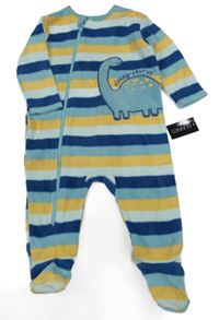 Nové - Barevný pruhovaný fleecový oveal s dinosaurem Dunnes