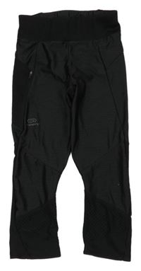 Čierne melírované capri bežecké legíny Decathlon
