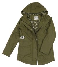 Khaki nepromokavá jarní parka s kapucí Pocoiano