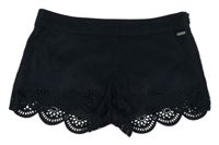 Tmavomodré semišové kraťasy s madeirou Abercrombie&Fitch