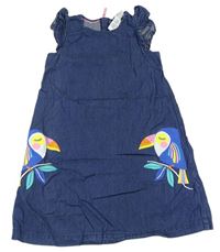 Tmavomodré ľahké rifľové šaty s tukanmi a volánikmi BOPSTER&Mimi