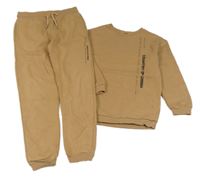 2Set - Hnedá mikina s nápisy + tepláky zn. Matalan