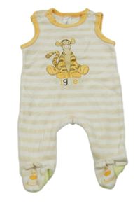 Béžovo-bílo-oranžové pruhované sametové dupačky s Tigrom C&A