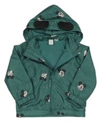 Šalvějová šusťáková jarní bunda s Mickey a odepínací kapucí H&M