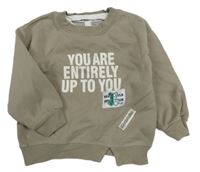 Šedobéžová mikina s nápismi a nášivkou HONE BABY