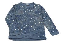 Modrá šisovaná mikina so srdiečkami