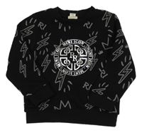 Čierna mikina s logom a bleskami RIVER ISLAND