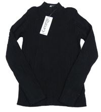 Nové - čierny rebrovaný úpletový rolák George