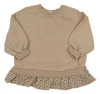 Béžová oversize mikina s mušelínovým vzorovaným volánkem Next