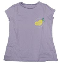 Světlefialové tričko s citrony a nápisy George