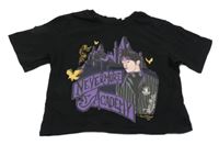 Černé crop tričko s potiskem - Wednesday H&M