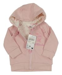 Nové - světlerůžová propínací podšitá mikina s Minnie a volánky a kapucí Disney