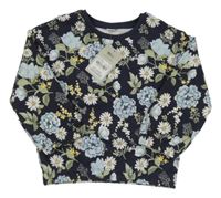 Nové - tmavomodrá mikina s kvietkami Tu