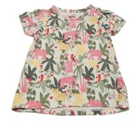 Bílé tričko se zvířátky a lístečky STACCATO