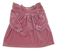 Ružové zamatové šaty s volánikmi Cozy Pixies