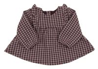 Mahagonvo-svetlofialová kockovaná šatová tunika s volánikmi George