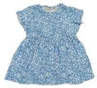 Modro-biele kvietkovane mačkané šaty lupilu