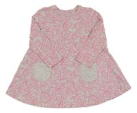 Svetlošedá -ružové melírované šaty so srdiečkami Mothercare
