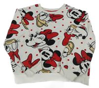 Bielo-červená bodkovaná á oversize mikina s Minnie a Daisy Disney