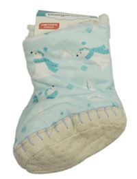Nové - svetlomodré plyšové zateplené papučky s medvedíkmi Babydream vel. 15-16