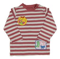 Jahodovo-bílé pruhované triko s Peppa Pig Topomini