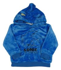 Cobaltově modrá plyšová mikina se Sonicem a kapucí H&M
