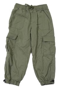 Khaki cargo cuff šušťákové nohavice F&F