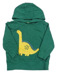 Smaragdová mikina s dinosaurom a kapucňou George