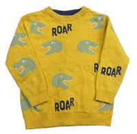 Horčicový sveter s dinosaurami zn. M&S