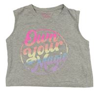 Sivý melírovaný crop top s nápisom Primark