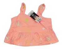 Neónově ružový crop top s hvězdicemi a mušlemi Pep&Co