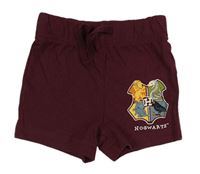 Vínové bavlnené kraťasy s erbem - Harry Potter Primark