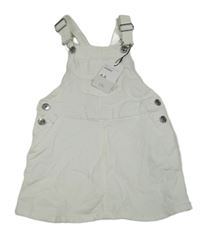 Nové - Bílé plátěné pinny laclové šaty Primark