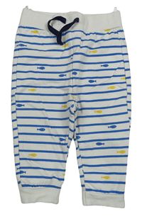 Bílo-modré pruhované tepláky s rybkami C&A