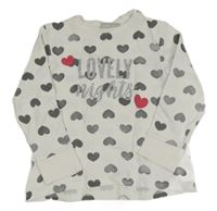 Bílé pyžamové triko se srdíčky a nápisem Y.F.K.