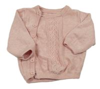 Růžový melírovaný propínací svetr Tu