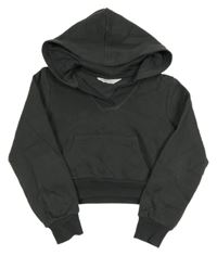 Antracitová crop mikina s kapucňou H&M