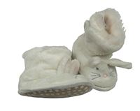 Biele chlpaté zateplené papučky s králikom The Little White Company vel. 18