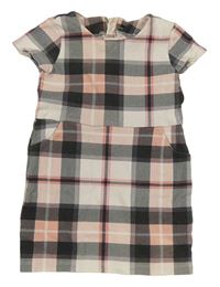 Bielo-tmavošedo-ružové kockované teplákové šaty H&M