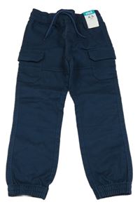 Nové - Tmavomodré plátěné cargo cuff kalhoty Matalan