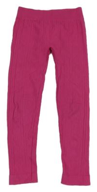 Fuchsiové vzorované pletené legíny X-Mail